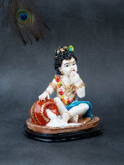 Polystone Krishna with Butter Pot Idol - 7 inch - WL5512