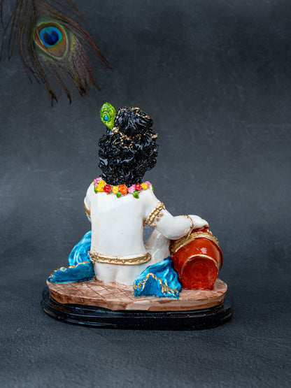 Polystone Krishna with Butter Pot Idol - 7 inch - WL5512