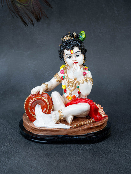 Polystone Krishna with Butter Pot Idol - 7 inch - WL5512