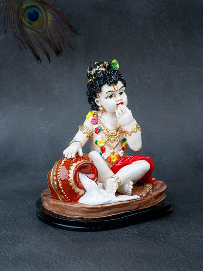 Polystone Krishna with Butter Pot Idol - 7 inch - WL5512