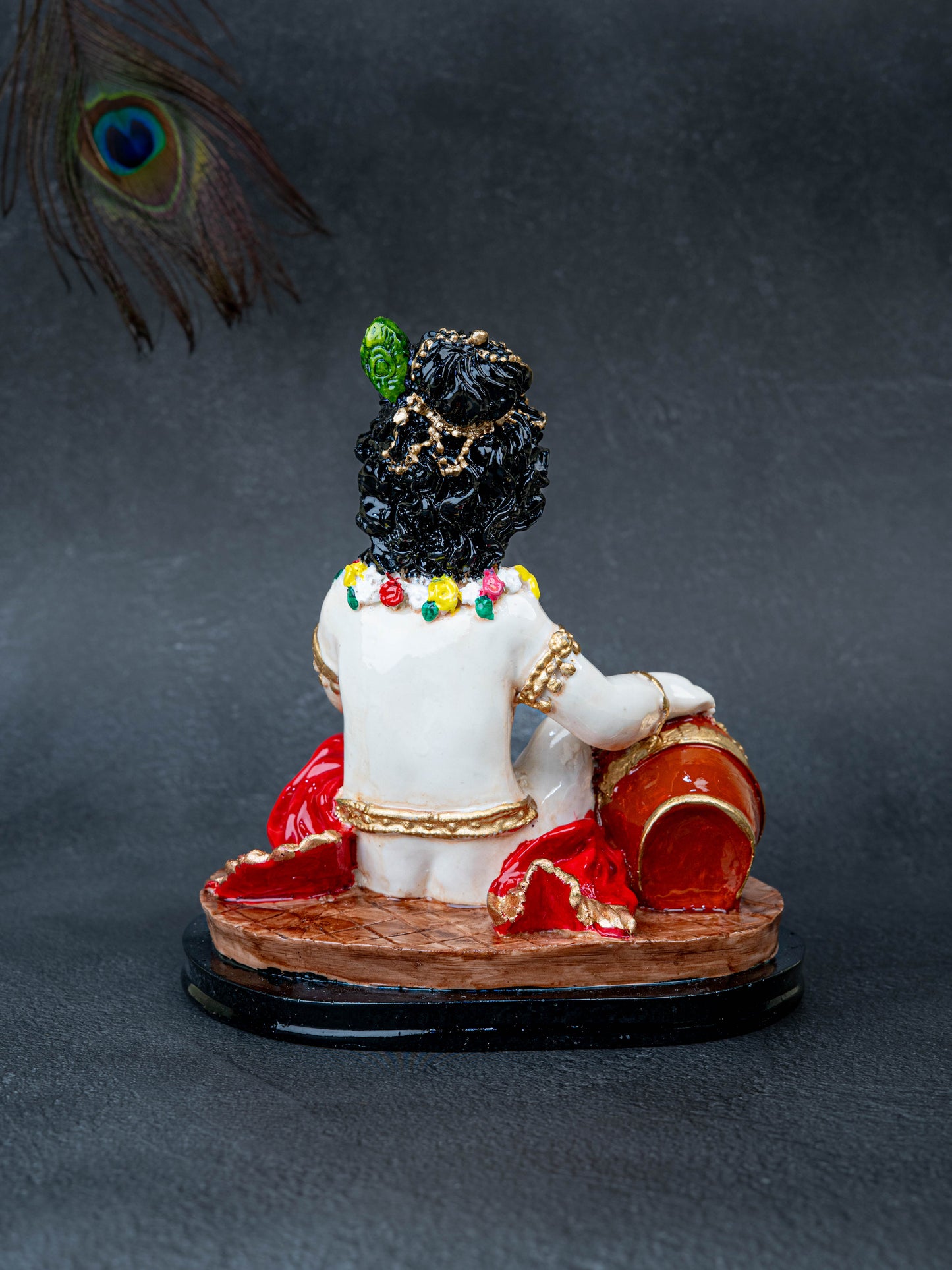 Polystone Krishna with Butter Pot Idol - 7 inch - WL5512