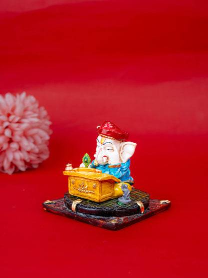 Polystone Reading Ganesha Idol - 3 inch - WL5514