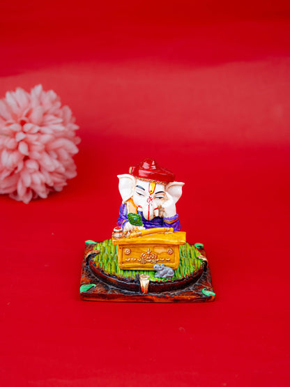 Polystone Reading Ganesha Idol - 3 inch - WL5514