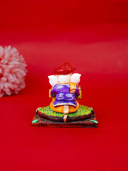 Polystone Reading Ganesha Idol - 3 inch - WL5514