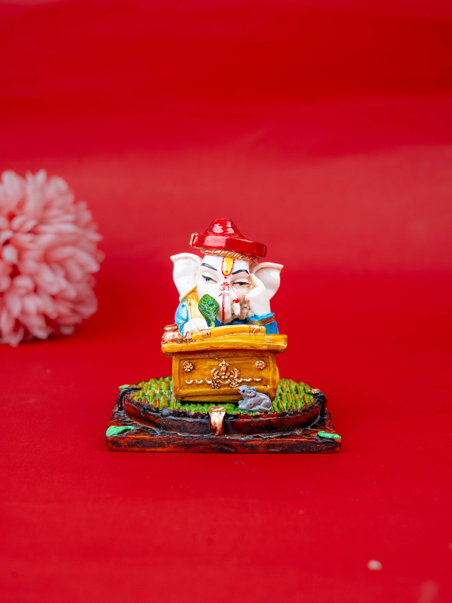 Polystone Reading Ganesha Idol - 3 inch - WL5514
