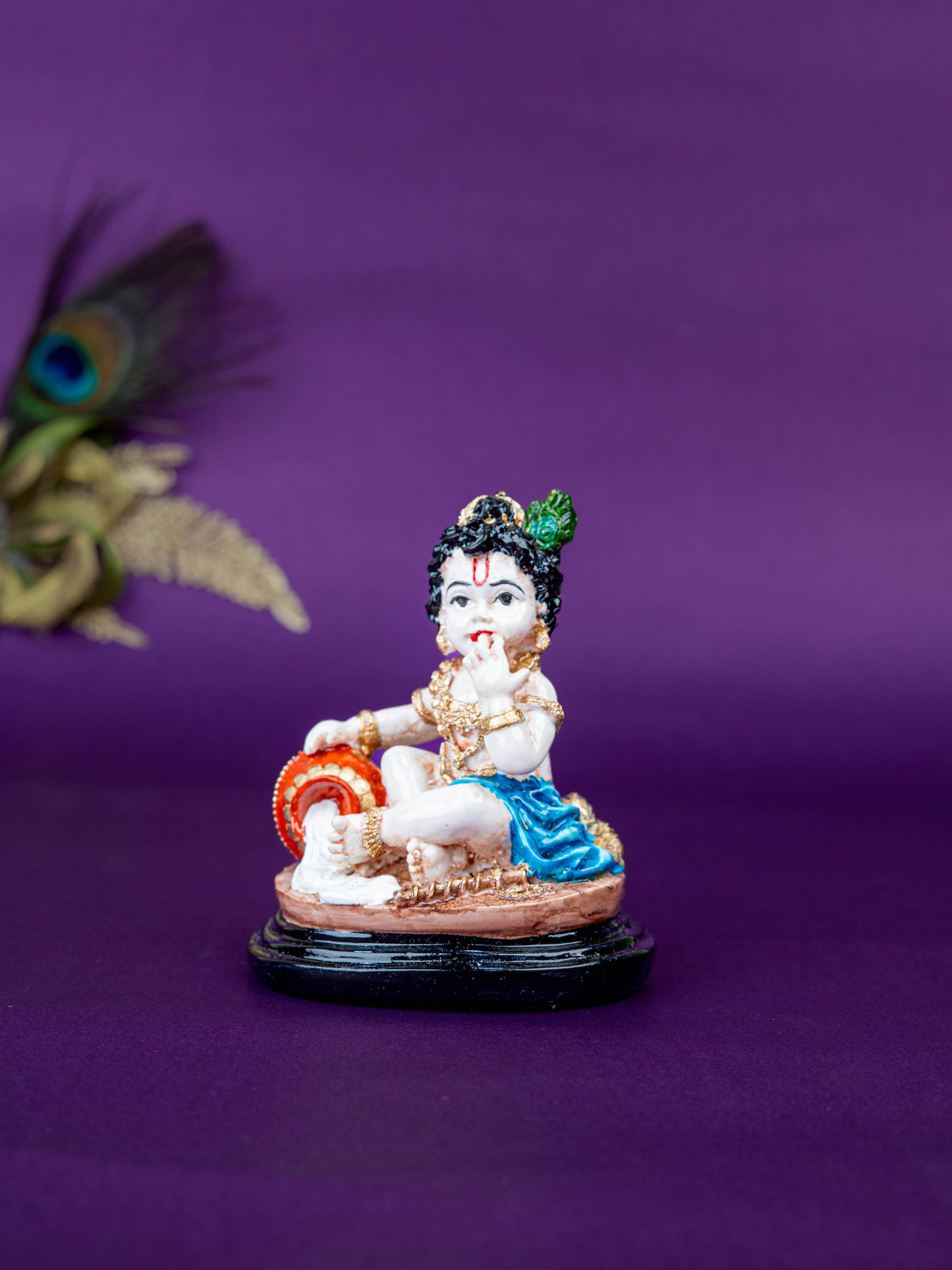 Polystone Krishna Idol with Butter Pot - 4 inch - WL5519