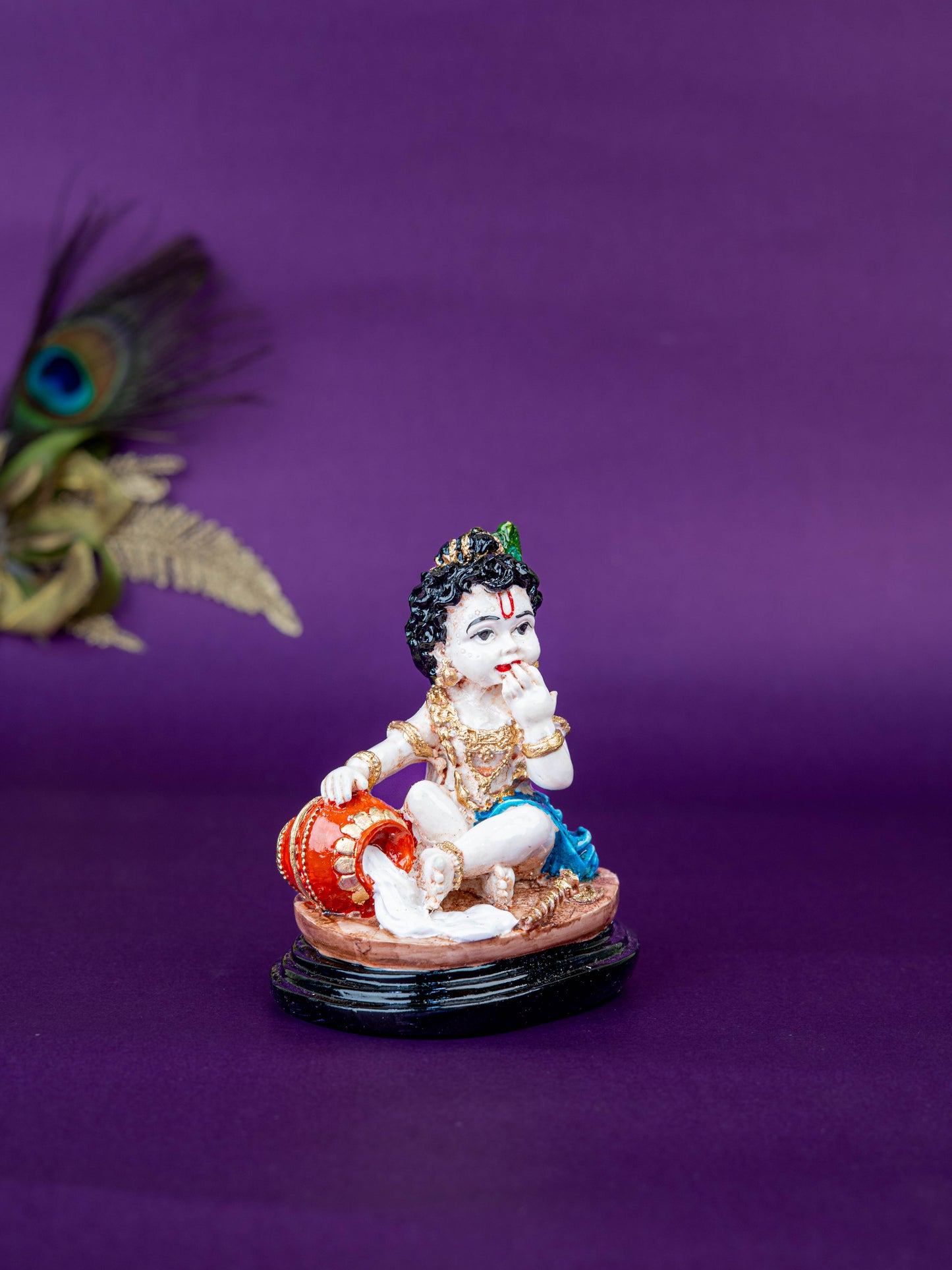 Polystone Krishna Idol with Butter Pot - 4 inch - WL5519