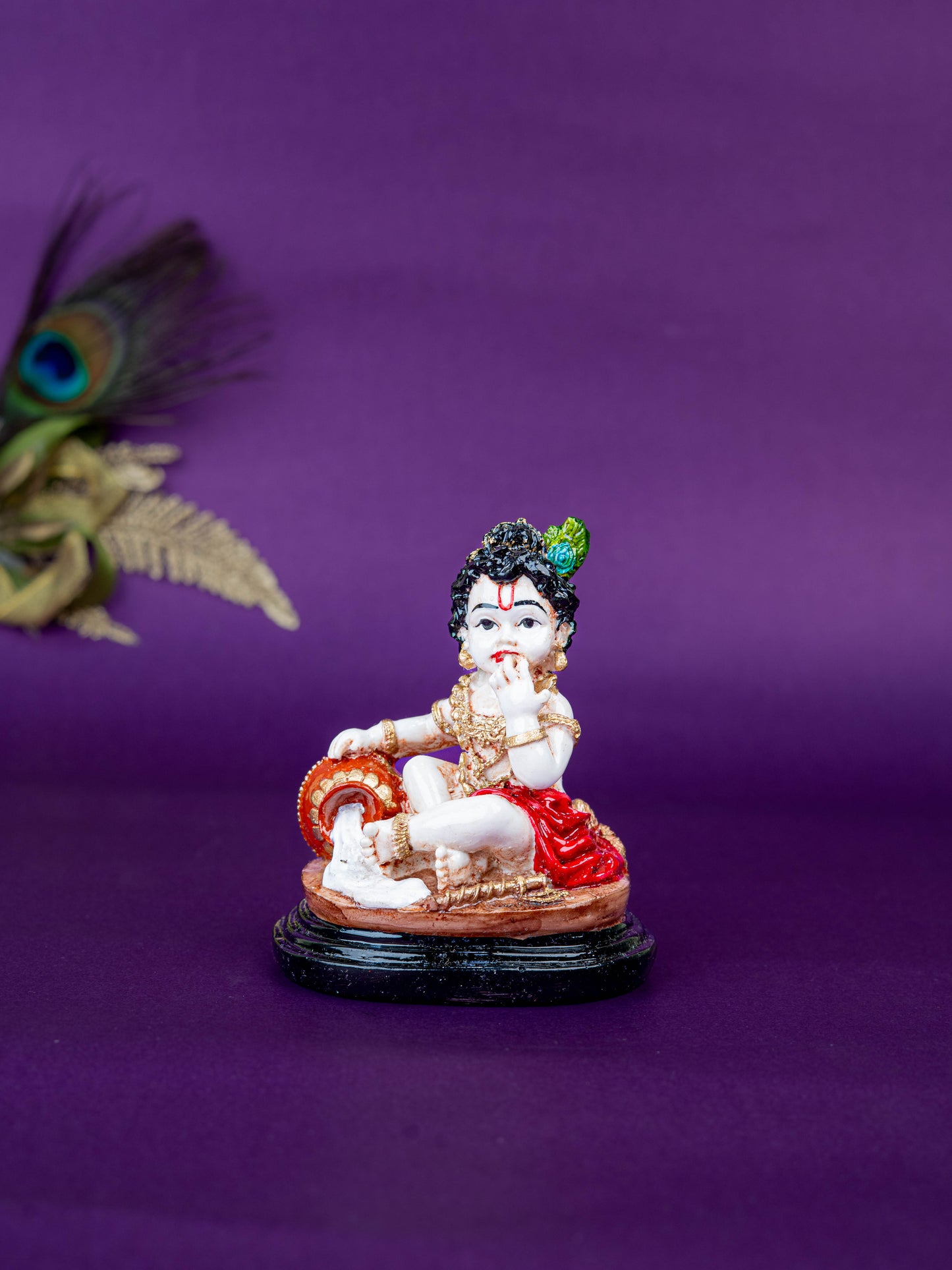 Polystone Krishna Idol with Butter Pot - 4 inch - WL5519
