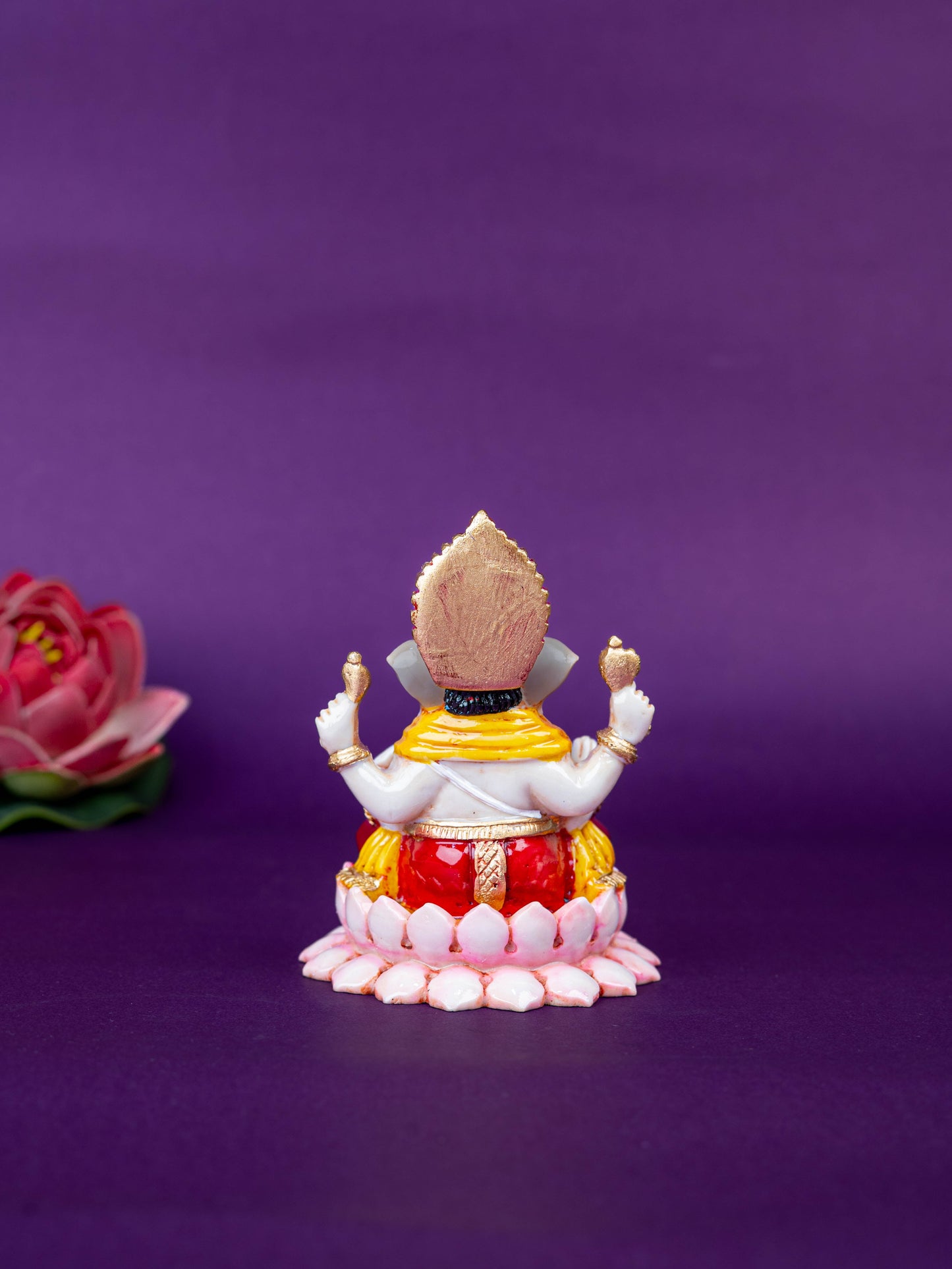 Polystone Ganesha Idol on Lotus Base - 4 inch - WL5521
