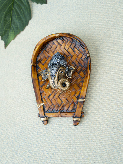 Polystone Ganesha Face Wall Hanging - 5 inch - WL5524