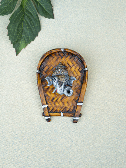 Polystone Ganesha Face Wall Hanging - 5 inch - WL5524