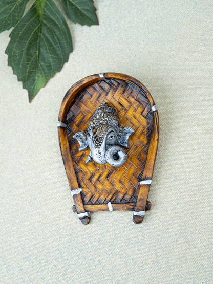 Polystone Ganesha Face Wall Hanging - 5 inch - WL5524