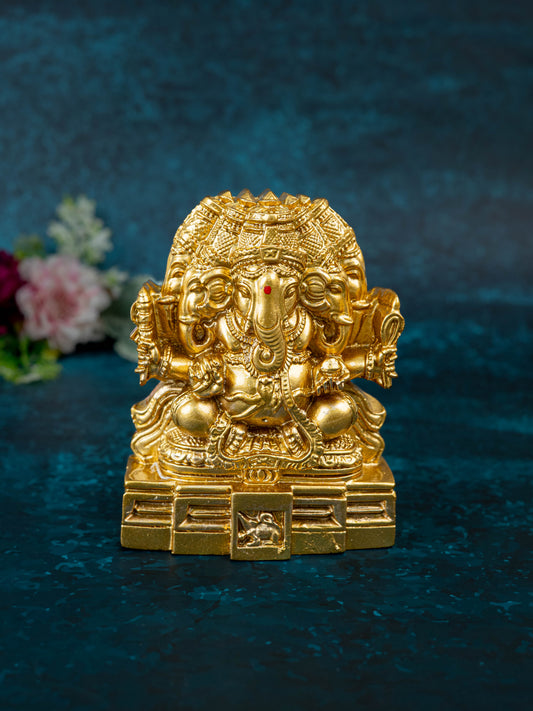 Polystone Panchamukhi Ganesha Idol - 4 inch - WL5530