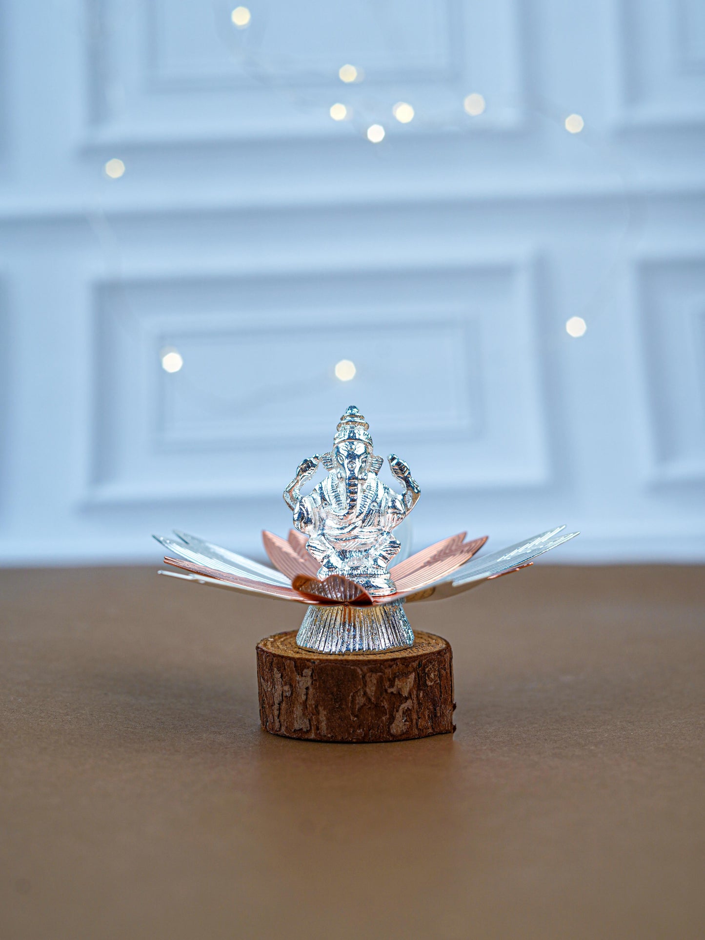 White Metal Lord Ganesha on Designer Base - WL5554-1