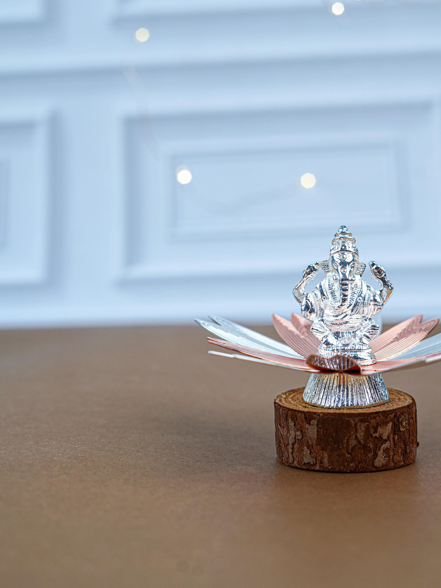 White Metal Lord Ganesha on Designer Base - WL5554-1