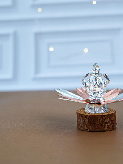 White Metal Lord Ganesha on Designer Base - WL5554-1