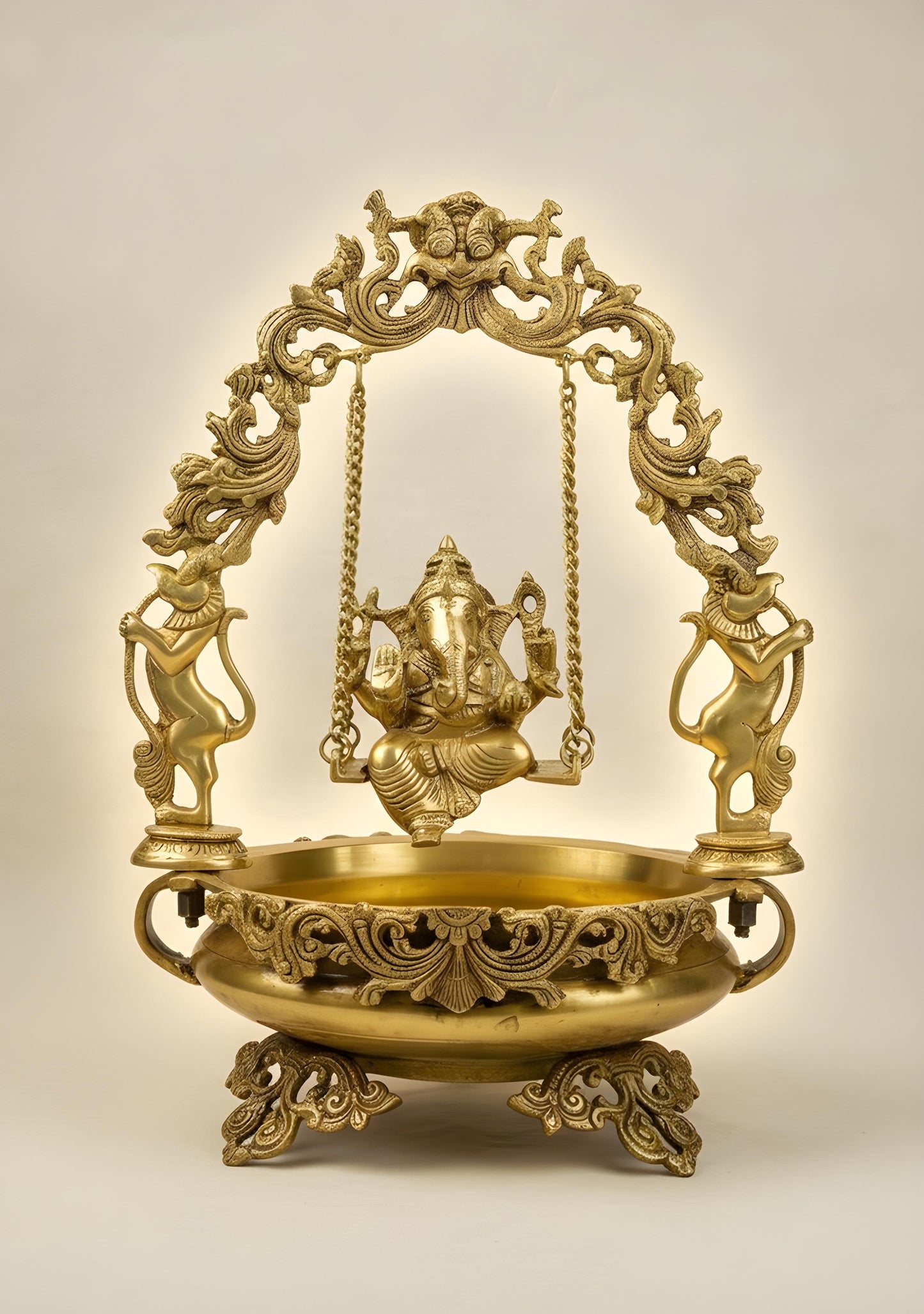 Brass Swing Ganesha Urli - 21 inch - WL5564