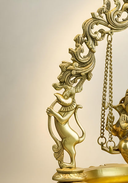 Brass Swing Ganesha Urli - 21 inch - WL5564