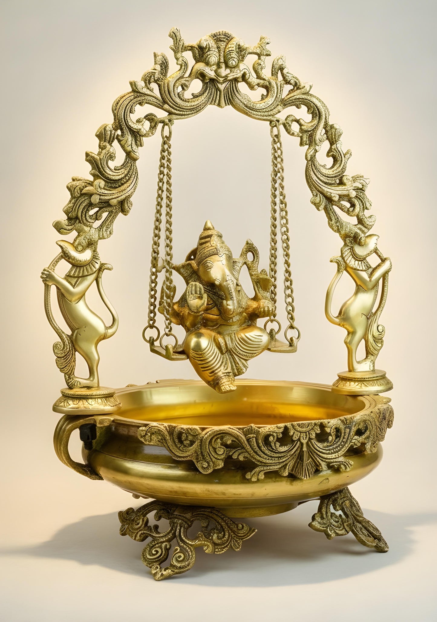 Brass Swing Ganesha Urli - 21 inch - WL5564