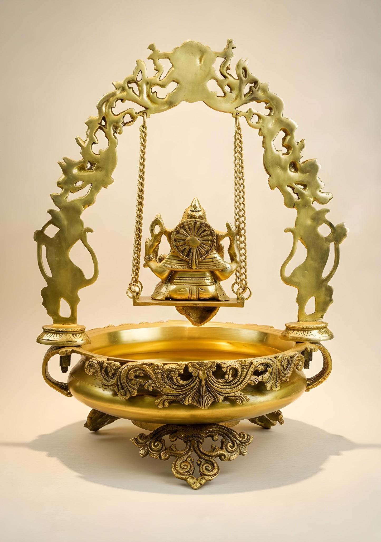 Brass Swing Ganesha Urli - 21 inch - WL5564