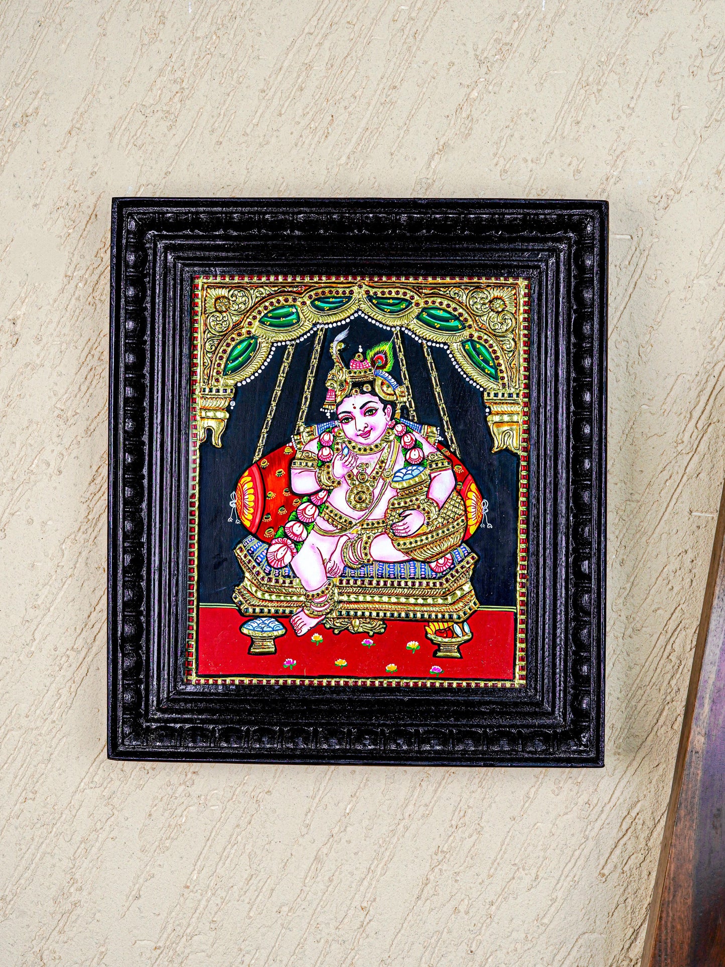 Tanjore Painting - Krishna - Flat (Gold Foil) - 12x10inch - WL5573
