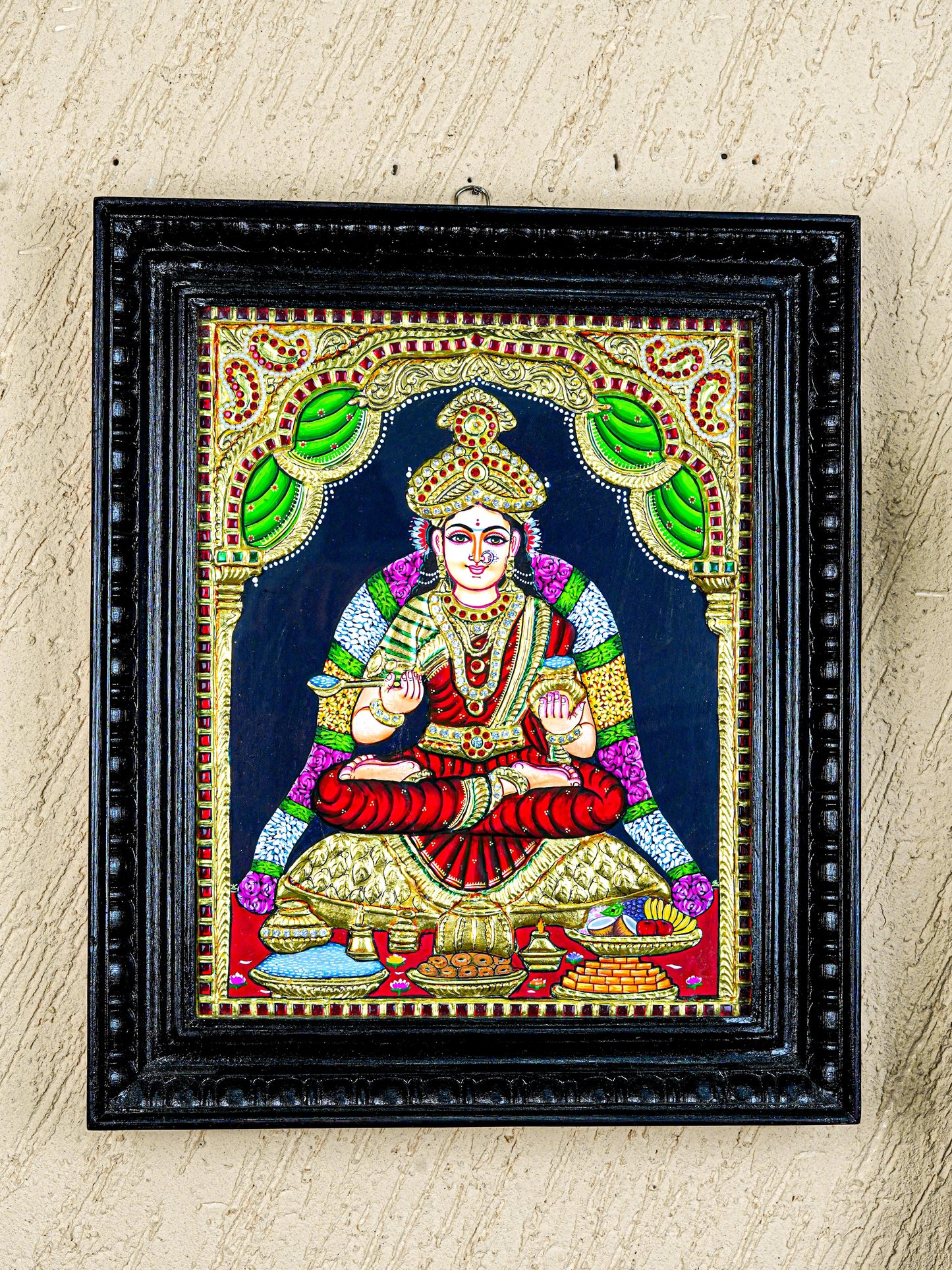 Tanjore Painting - Annapoorani - Semi Embossed - 15x12 inch - WL5574