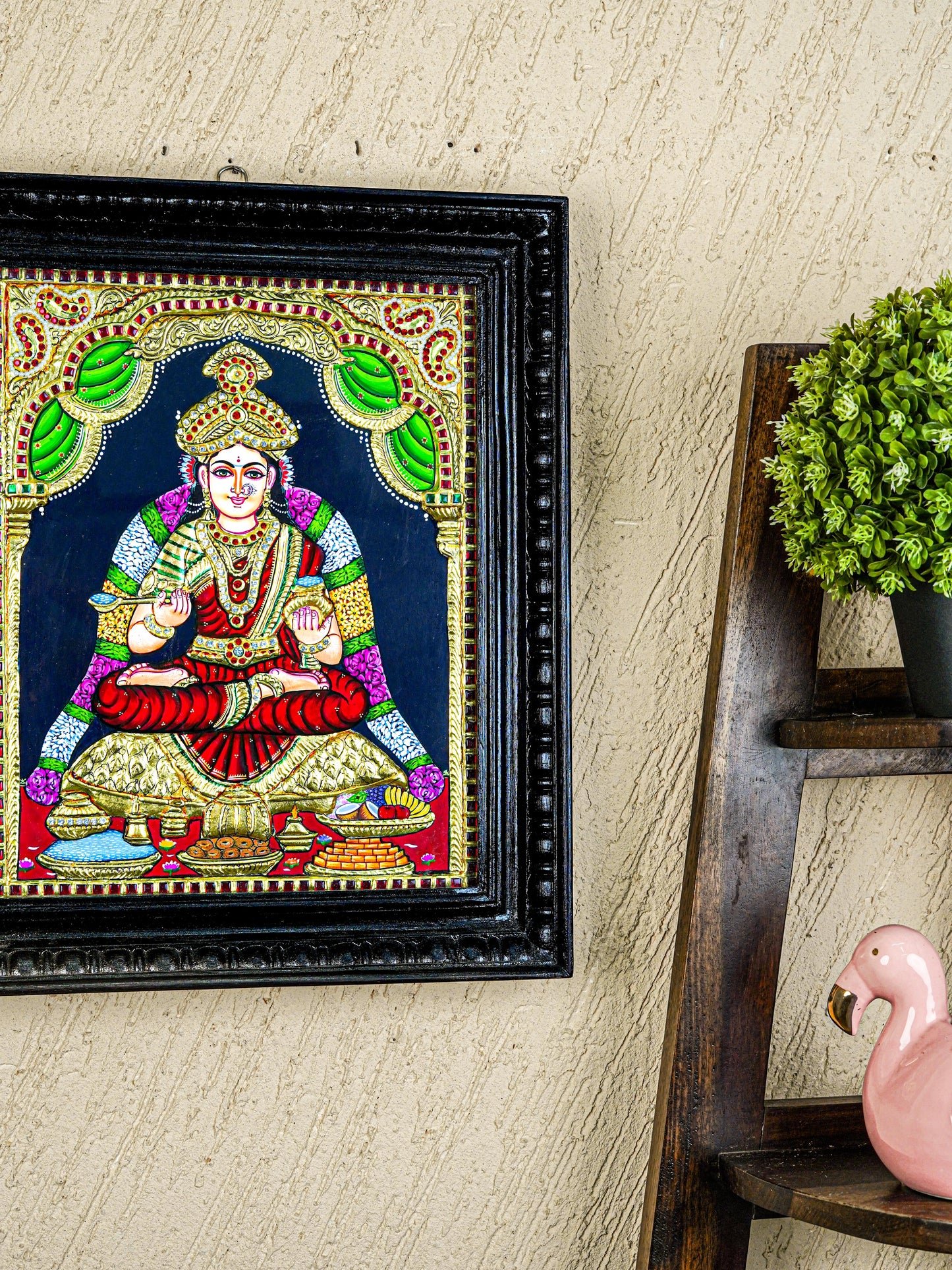 Tanjore Painting - Annapoorani - Semi Embossed - 15x12 inch - WL5574