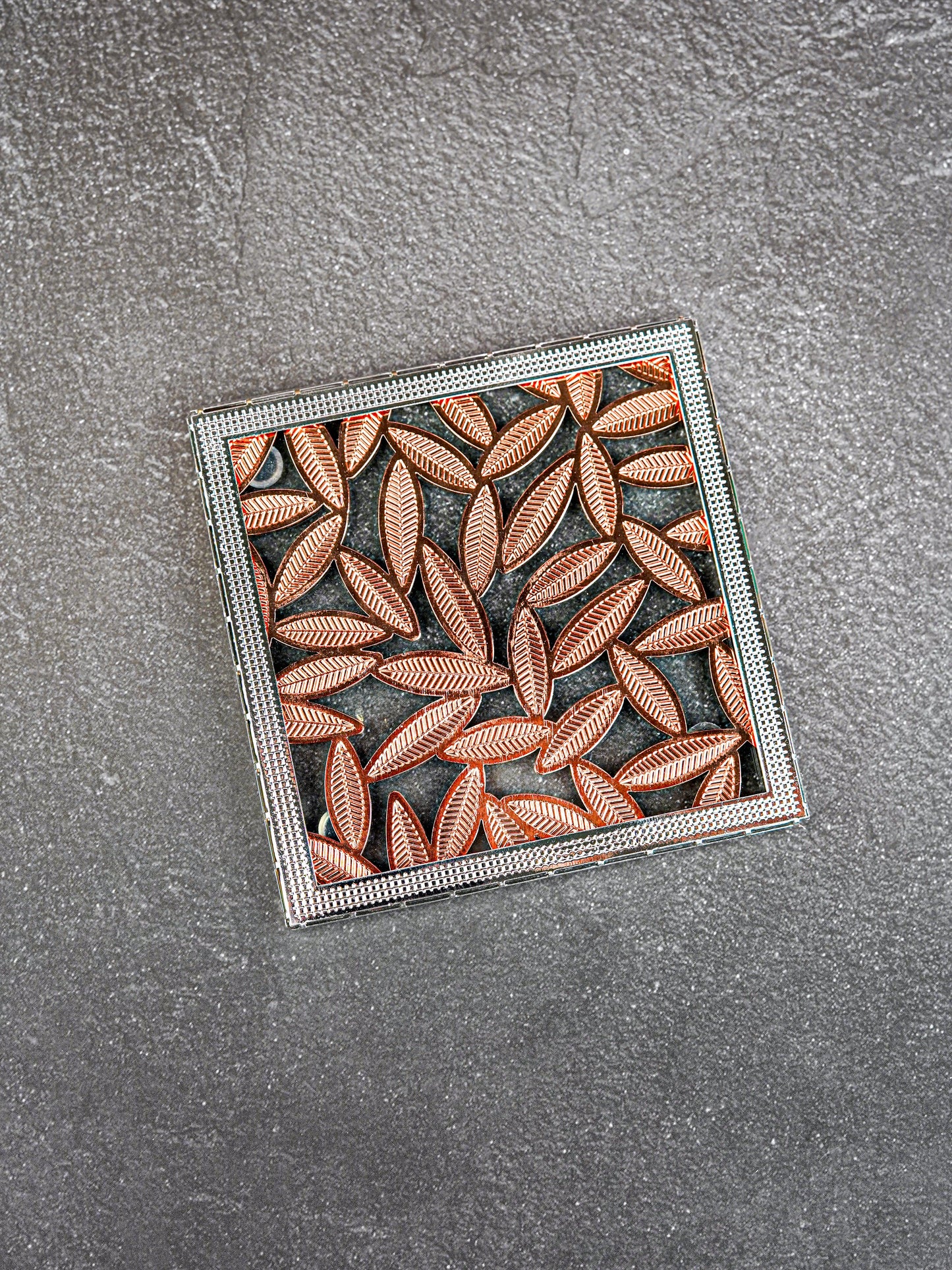 White Metal Leaf Design Coaster - Copper - WL5579-2