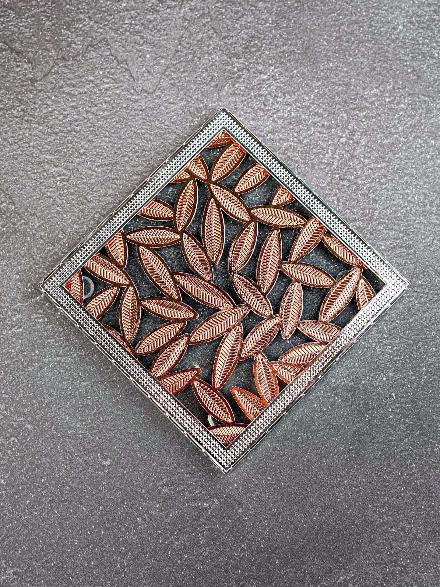 White Metal Leaf Design Coaster - Copper - WL5579-2