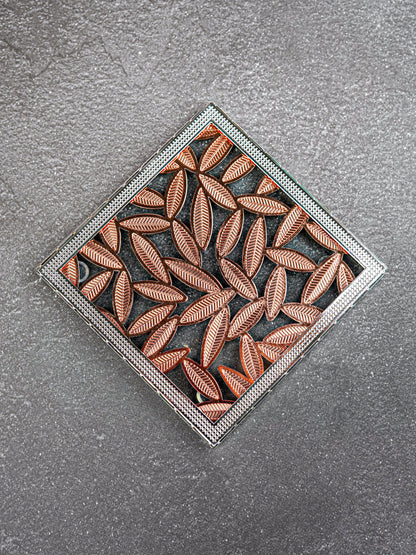 White Metal Leaf Design Coaster - Copper - WL5579-2