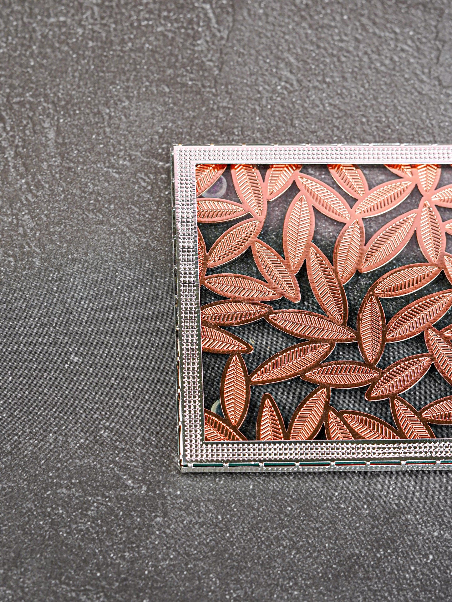 White Metal Leaf Design Coaster - Copper - WL5579-2