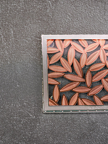 White Metal Leaf Design Coaster - Copper - WL5579-2