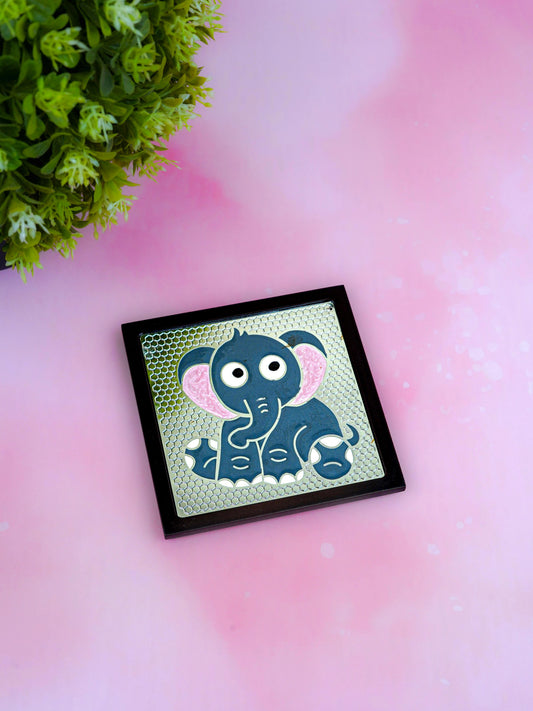 White Metal Elephant Design Coaster - WL5580