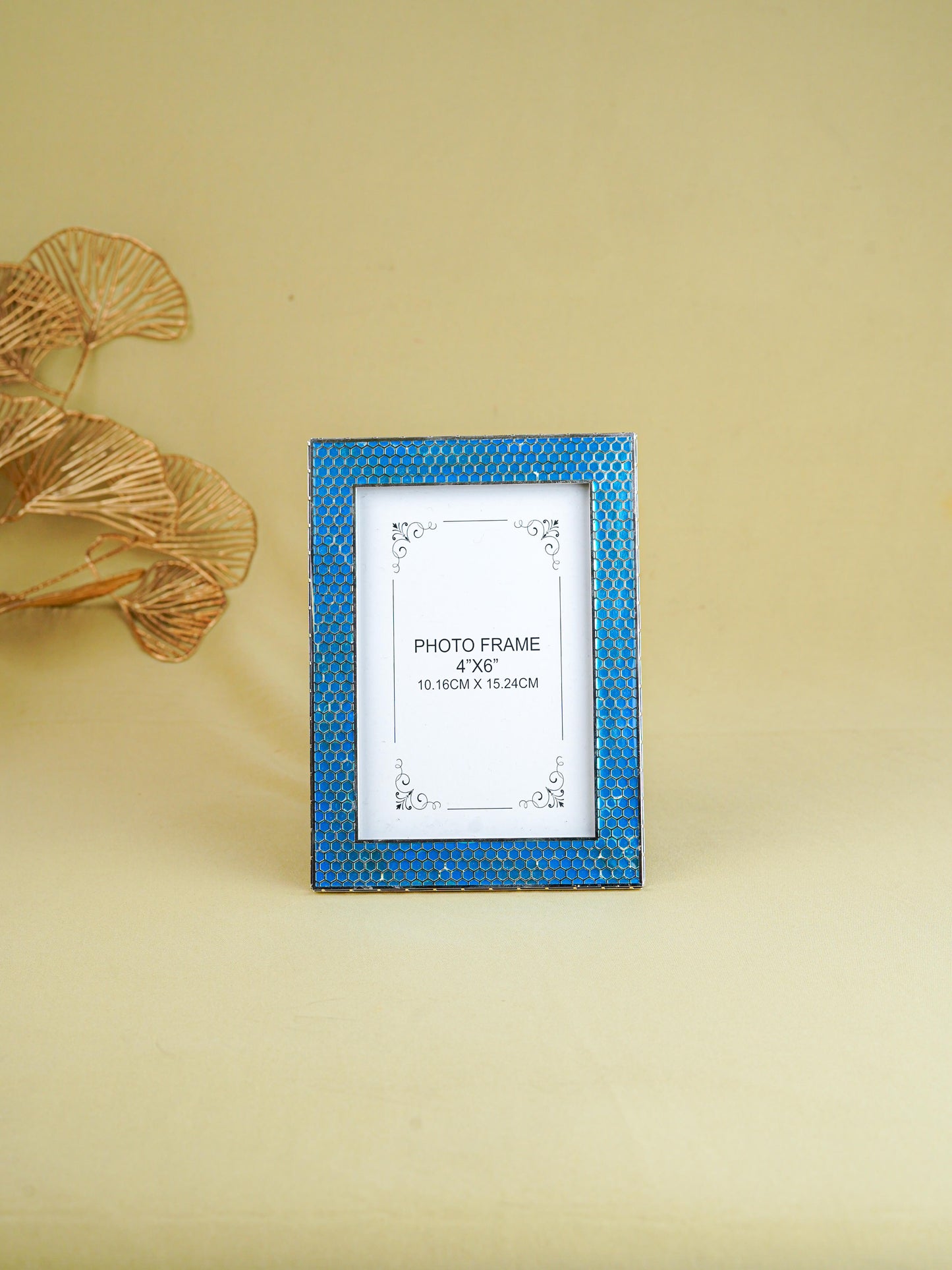 White Metal Designer Photo Frame - Blue - WL5587-1