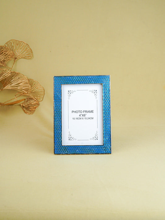 White Metal Designer Photo Frame - Blue - WL5587-1