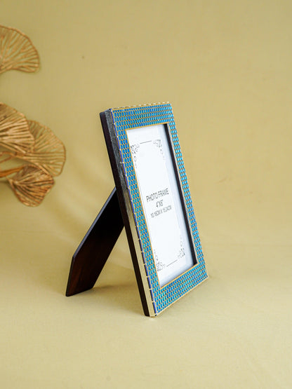 White Metal Designer Photo Frame - Blue - WL5587-1