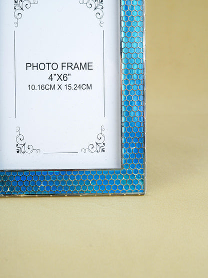 White Metal Designer Photo Frame - Blue - WL5587-1