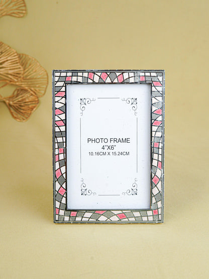 White Metal Designer Photo Frame - Pink - WL5588-1