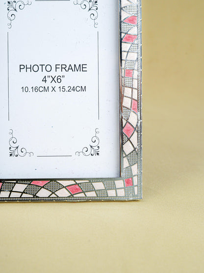 White Metal Designer Photo Frame - Pink - WL5588-1