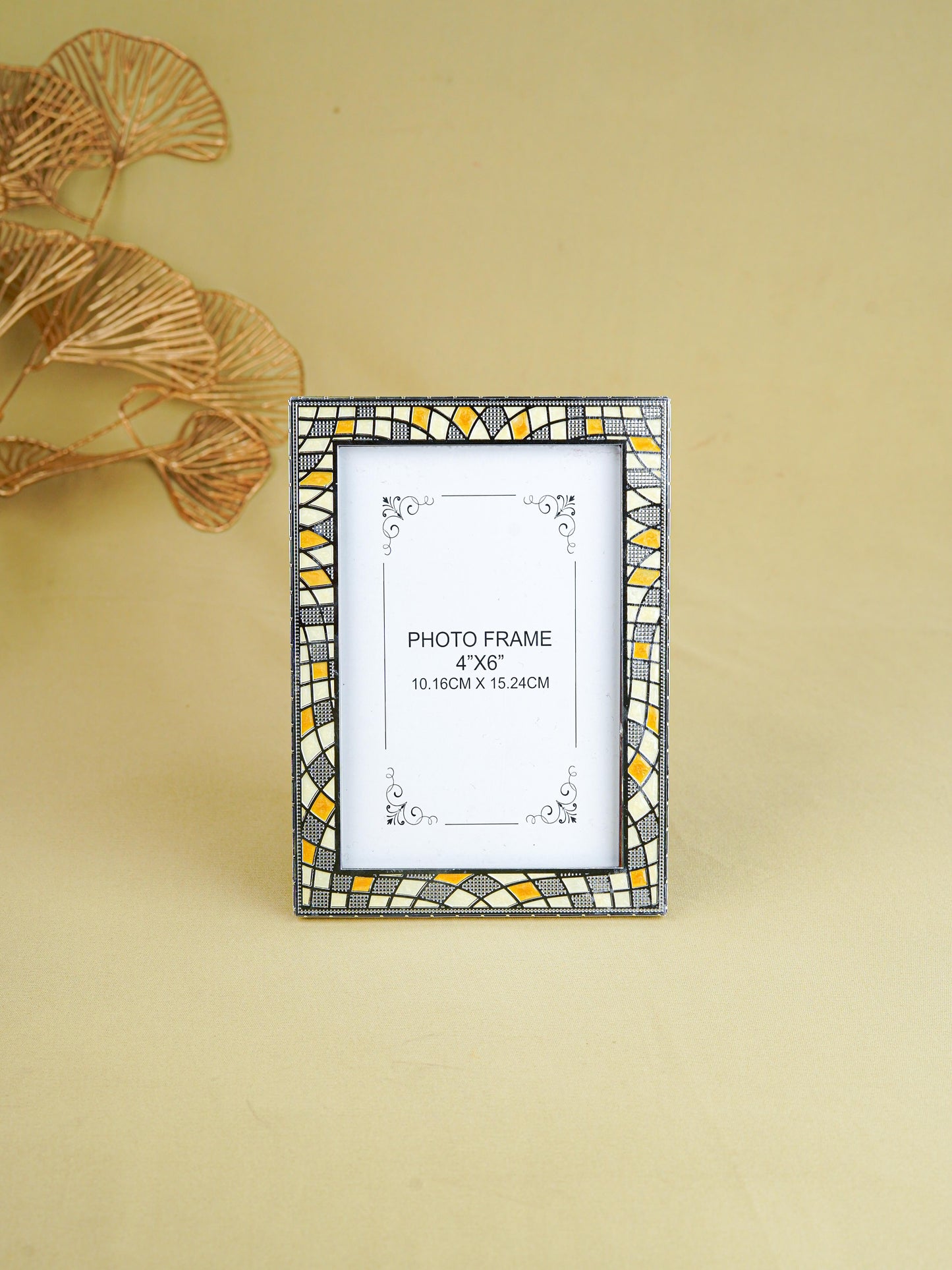 White Metal Designer Photo Frame - Beige - WL5588-2