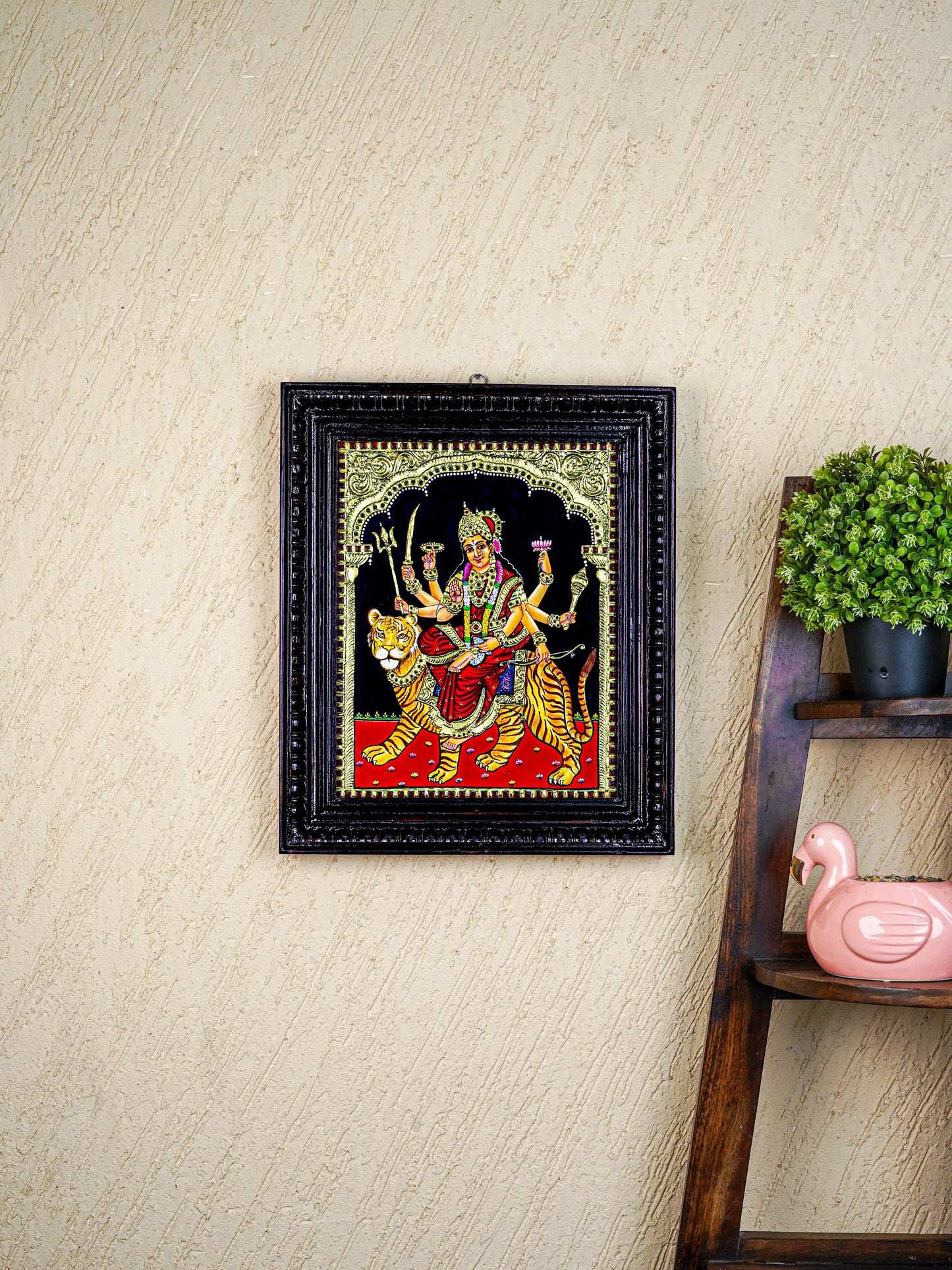 Tanjore Painting - Durga - Flat (Gold Foil) - 15x12 inch - WL5590