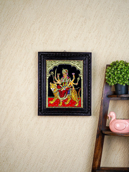 Tanjore Painting - Durga - Flat (Gold Foil) - 15x12 inch - WL5590