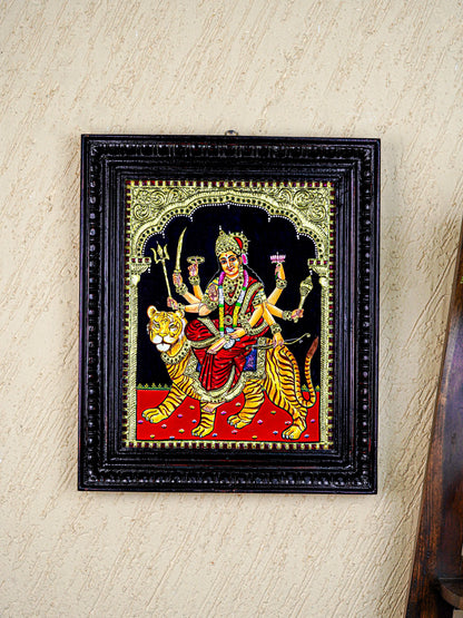 Tanjore Painting - Durga - Flat (Gold Foil) - 15x12 inch - WL5590