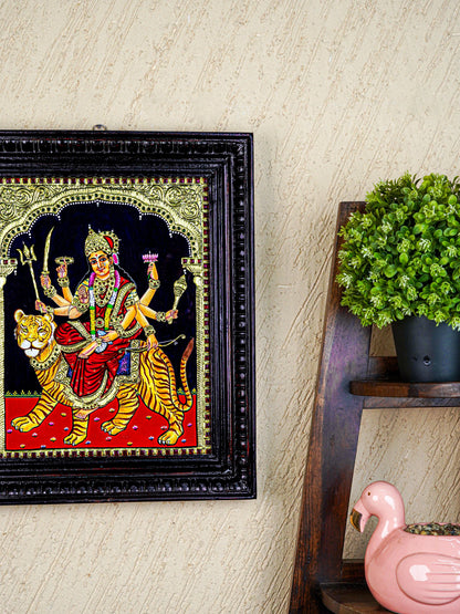 Tanjore Painting - Durga - Flat (Gold Foil) - 15x12 inch - WL5590