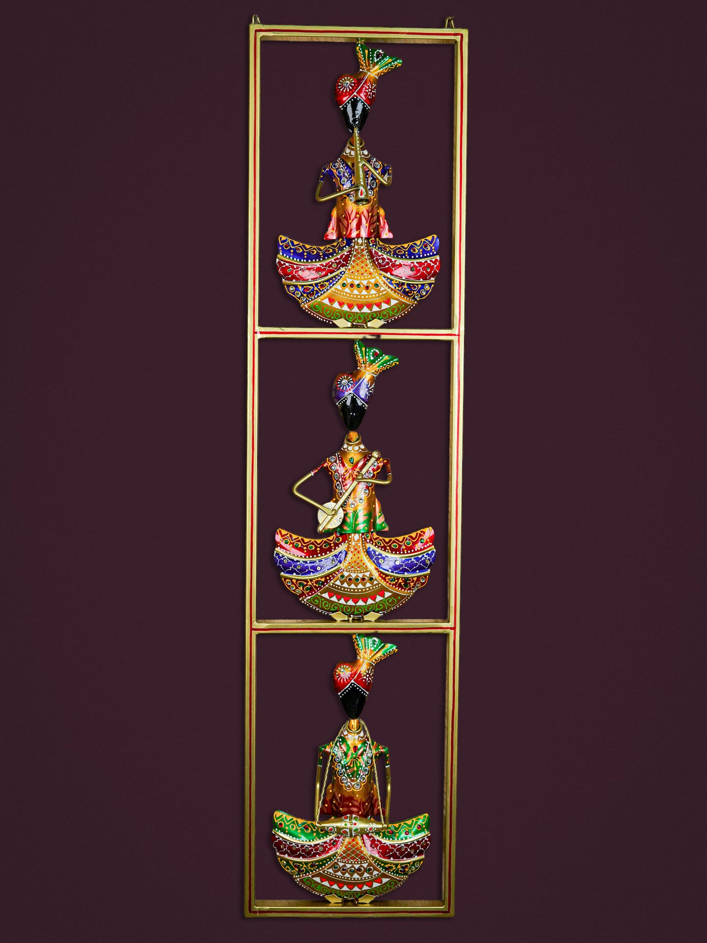 Metal Musicians Wall Hanging Panel - Gold - WL5597