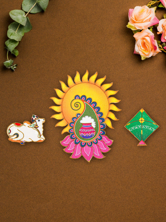 Rangoli - Sun-Kite-Cow - Set of 3 - WL5599