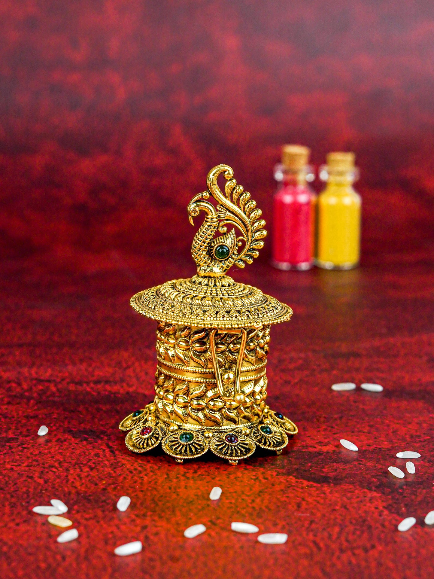 Designer Peacock Kumkum Holder - WL5610