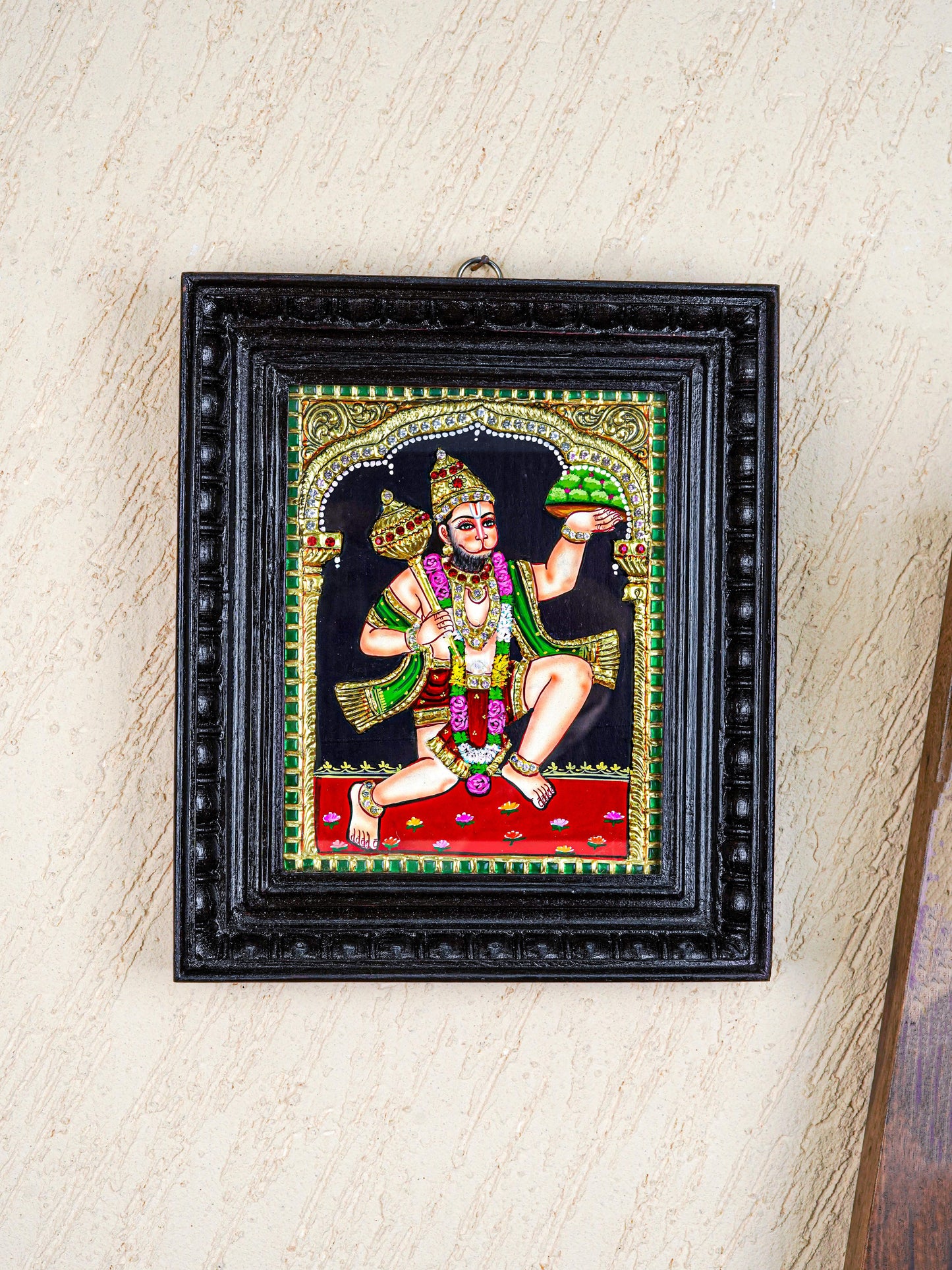 Tanjore Painting - Hanuman - Semi Embossed - 10x8 inch - WL5614