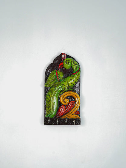 Wooden Carved Parrot Key Hanger - 12 inch - WL5619