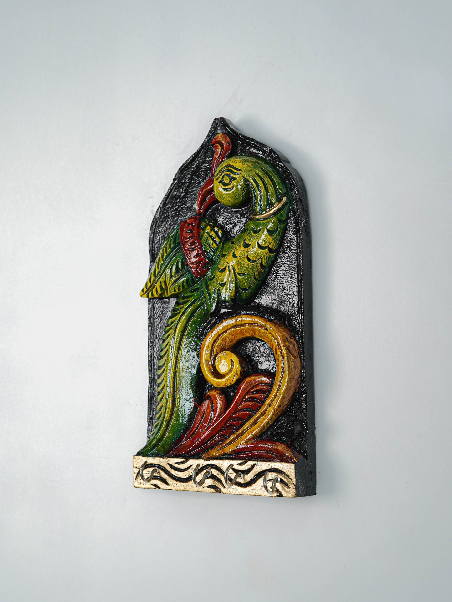 Wooden Carved Parrot Key Hanger - 12 inch - WL5619